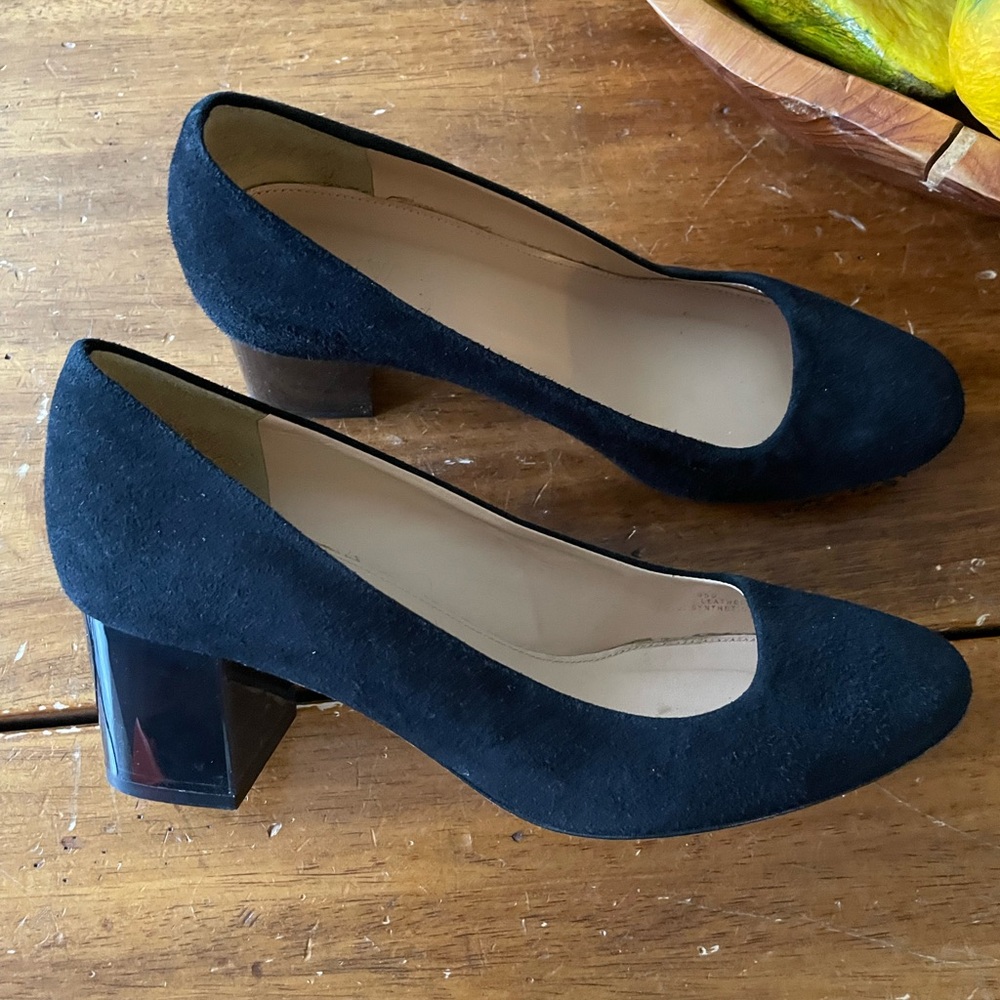 J. Crew Evie Ballet Heel Pump Shoes Black Suede Sz 8.5 Made In Italy - Picture 5 of 7